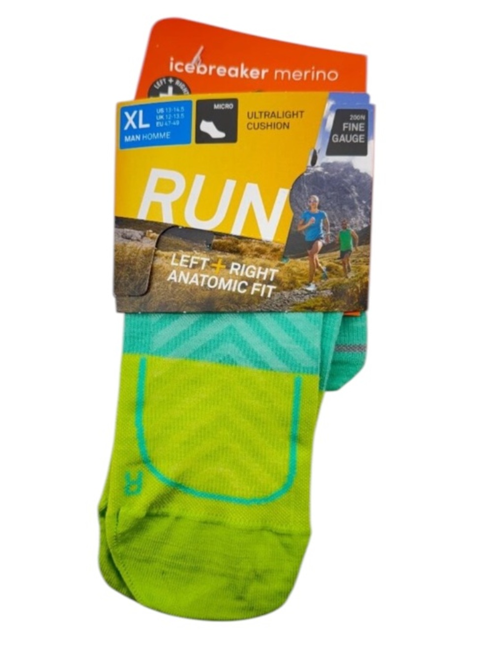 New! Men's Merino Blend Run+ Ultralight Micro Socks in Hyper/Aura